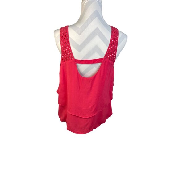 Anthropologie HD in Paris Women's Pink Short Tank Top Blouse Size 4 Tiered Lace - Picture 4 of 8